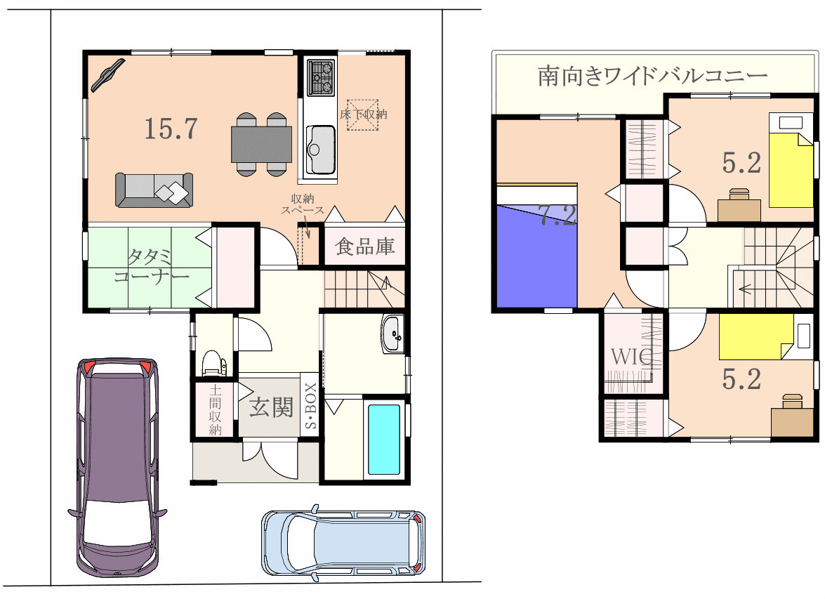 NK-1 ⑦号地 新築一戸建て/3LDK+タタミコーナー+駐車2台可(1BOX+軽)